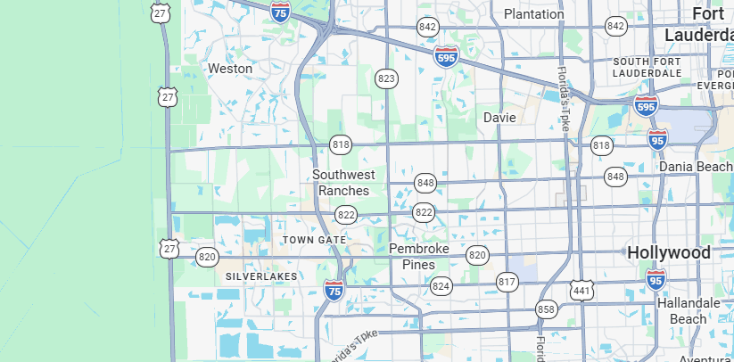 Map showing our 4 South Florida locations