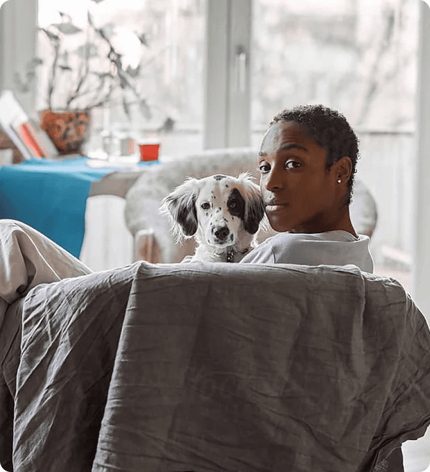 Healthy puppy receiving vet care